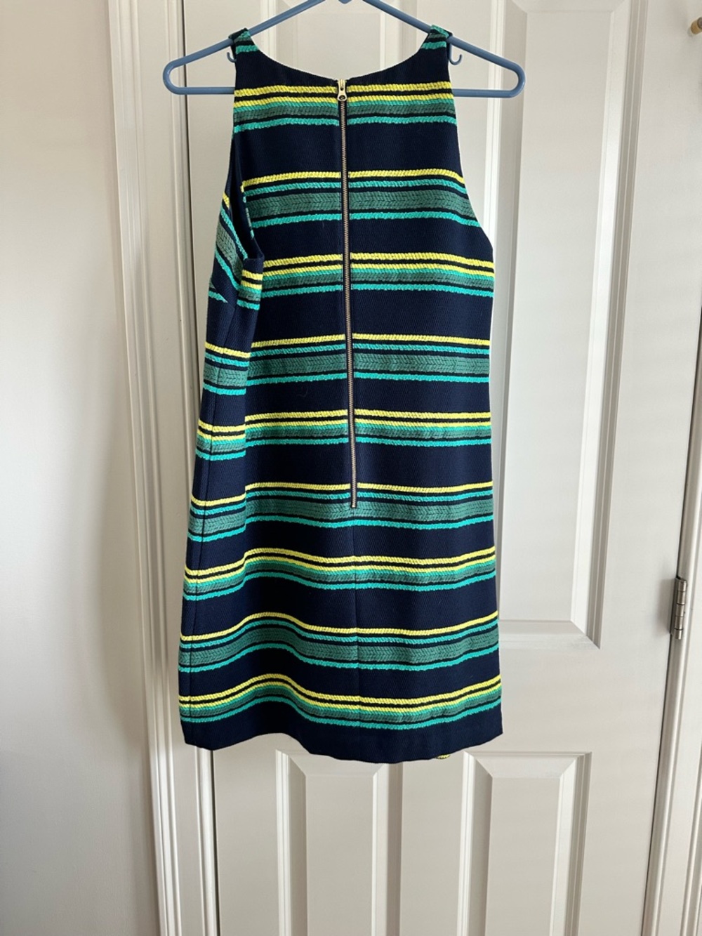 Vineyard Vines Navy Dress with Teal and Yellow Stripes - Picture 2 of 8